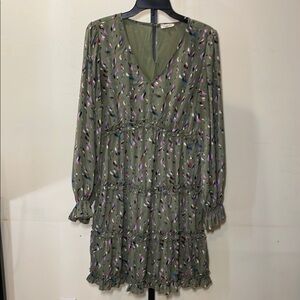 JODIFL Olive Multicolor Long Sleeve Dress